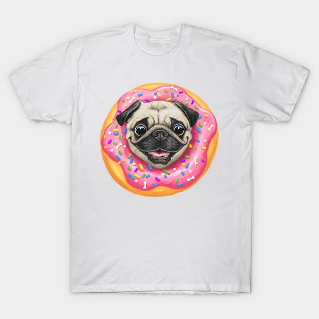 Pug in a donut T-Shirt by NikKor